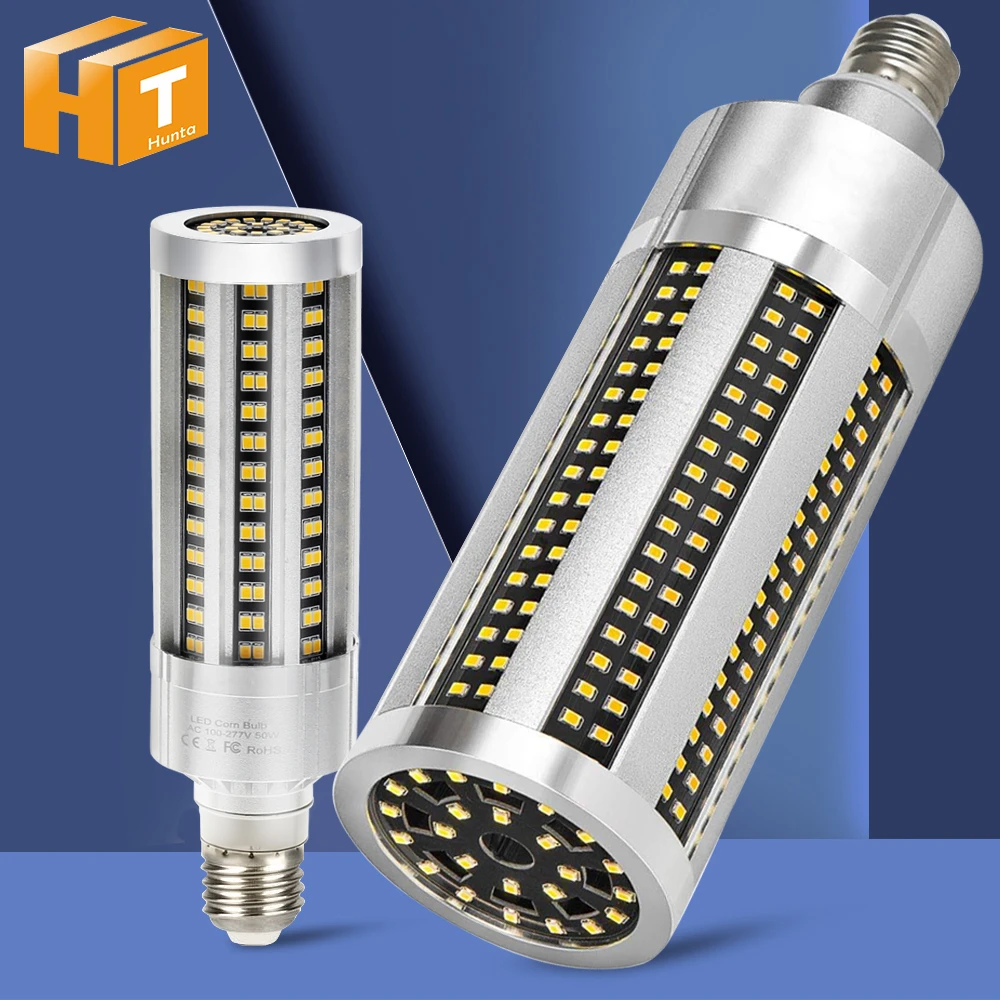 High Quality LED Bulb Whole Body Metal Hight Brightness E27 LED Corn Lamp AC85-265V 20W 35W 50W 100W LED Commercial Lighting