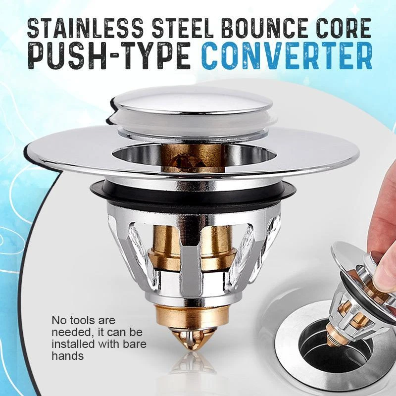 Universal Stainless Steel Bounce Core Push-Type Drain Filter Hair Catcher Deodorant Bath Stopper Kitchen Bathroom Accessories