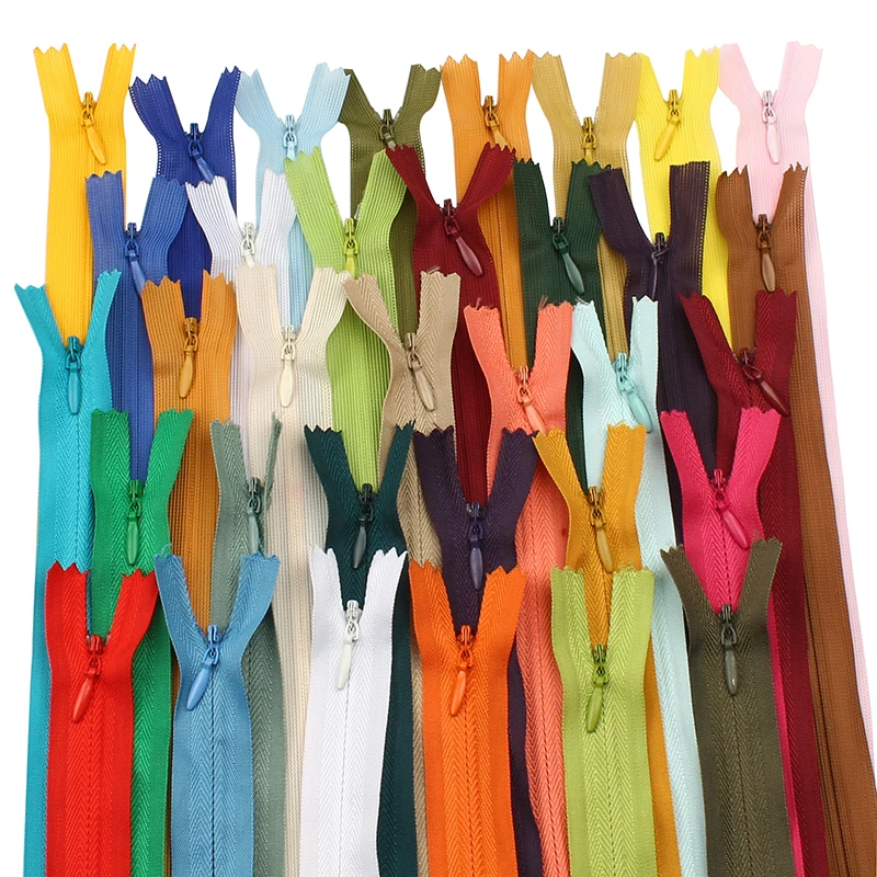 10Pcs 28cm 35cm 40cm 45cm 50cm 55cm 60cm long 3# Invisible Zippers Nylon Coil Zipper For DIY Sewing Clothes Garment Accessories