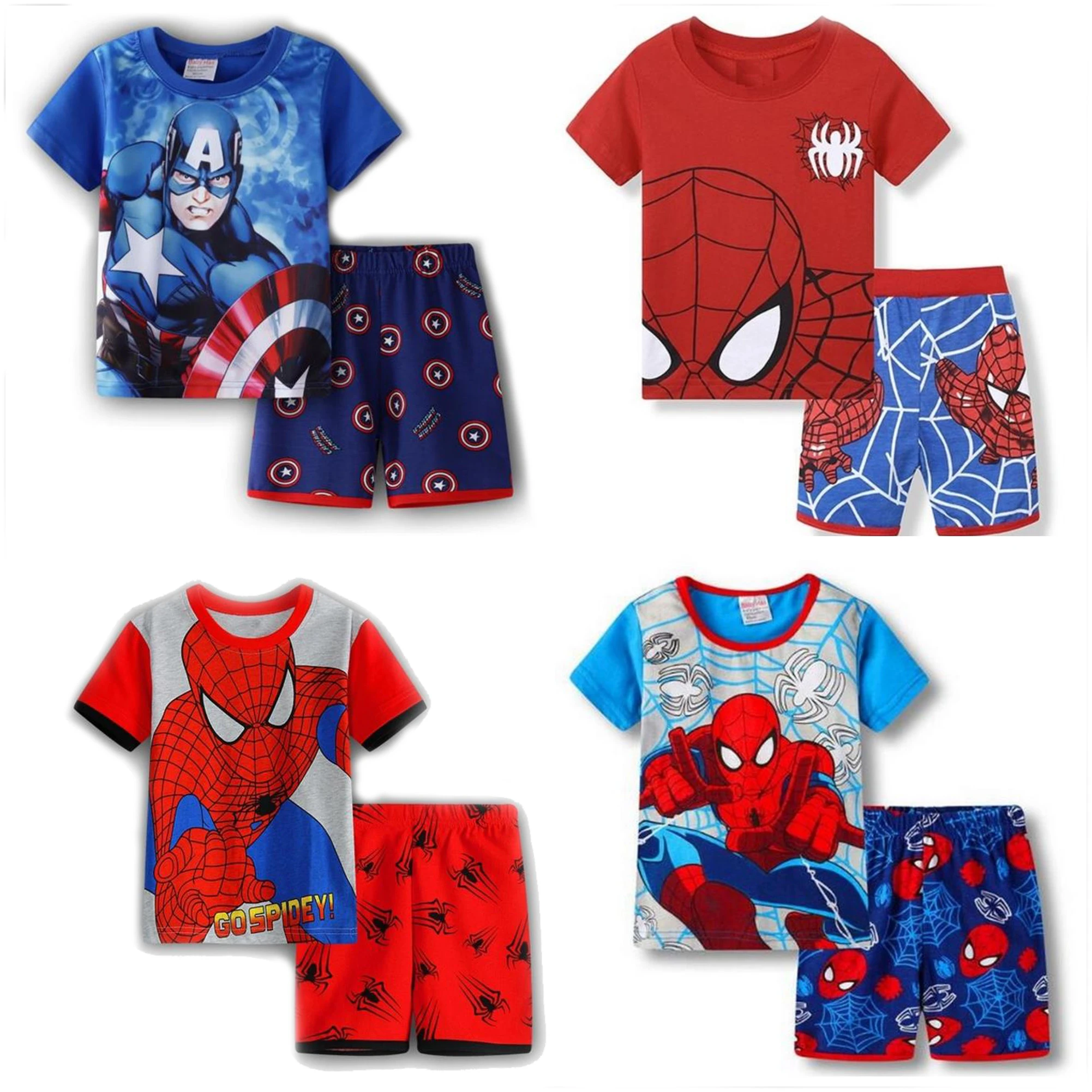 New Neck Boys Cotton Pajamas Set Cartoon Cosy Round For Child kids short sleeve pyjamas Girls Boys Sleepwear pajama set