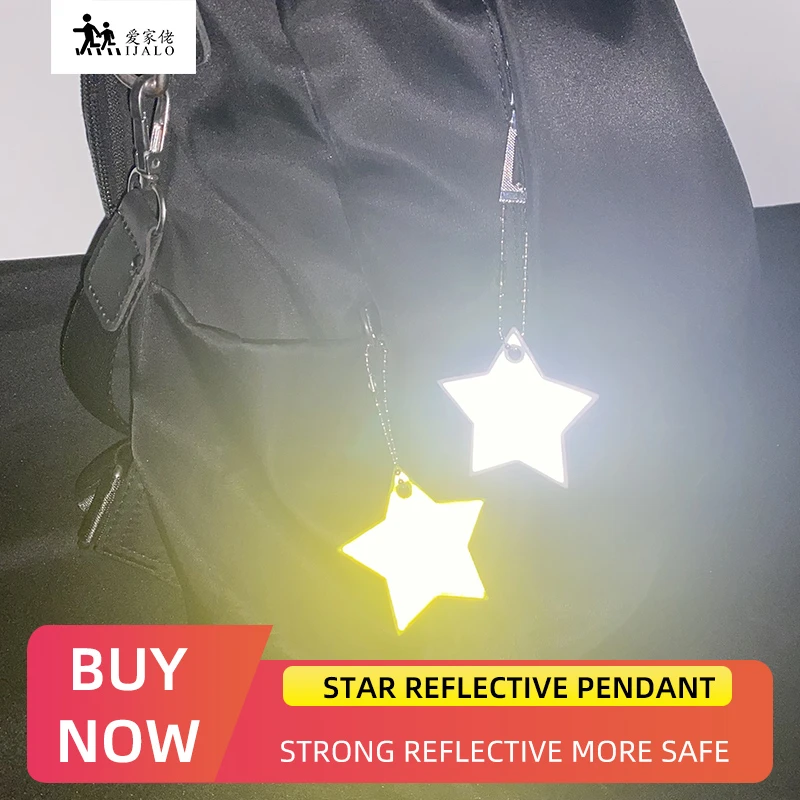 Colorful star Reflective keychain bag pendant accessories soft PVC reflector keyrings for visible safety