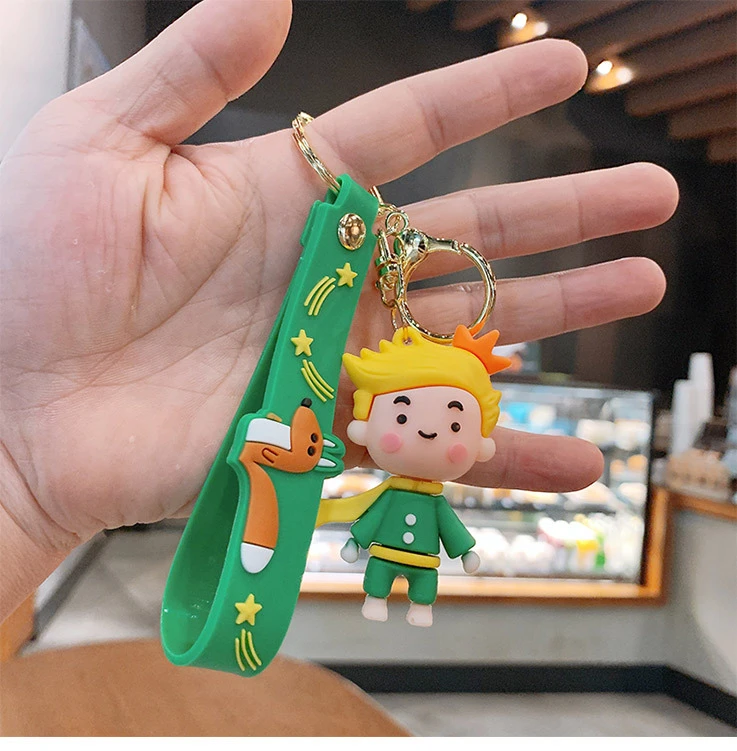 Cartoon The Little Prince 3D Figure Keychain Animal Fox Lanyard Key Rings Acrylic Trinket Props Bag Doll Key Buckles Accessories