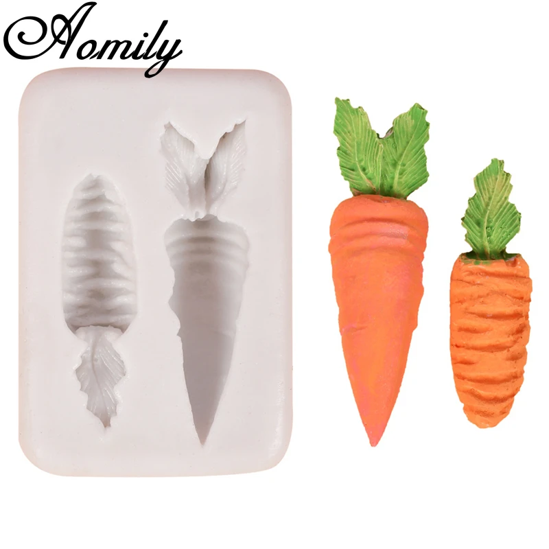 Aomily 2 Holes Carrot Shaped Silicone Molds Handmade Fondant Cake Mold Sugar Craft Chocolate Moulds Tools Ice Block Soap Mould