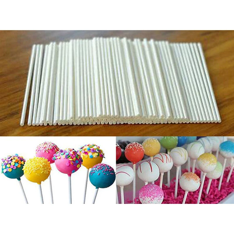 Hot 100 pcs Pop Sucker Sticks Chocolate Cake Lollipop Lolly Candy Making Mould White