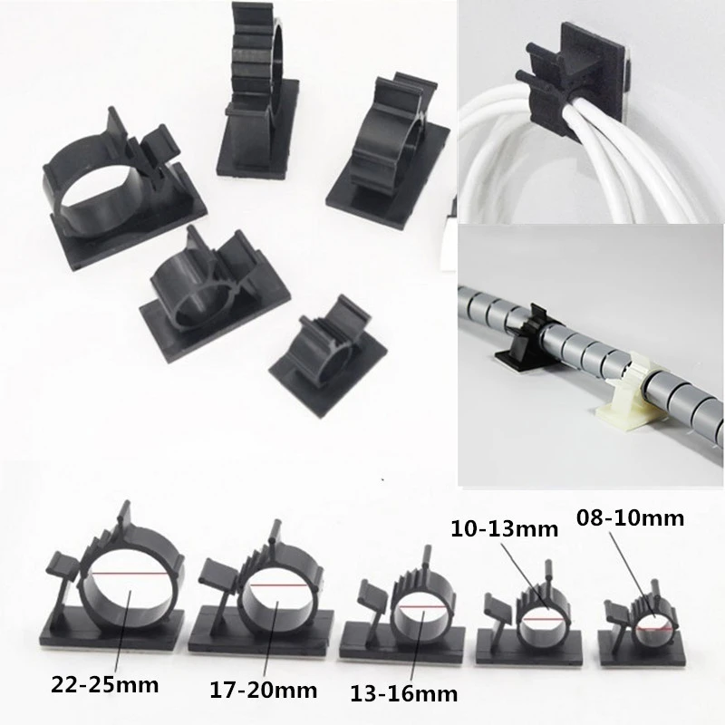20Pcs Plastic Cable Clips Self-adhesive Wire Buckle Cable Management Cord Organizer Holder Line Fixed Clamps for Car PC Mouse TV