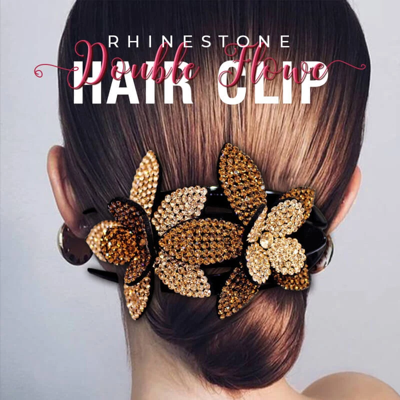 Rhinestone Double Flower Hair Clip Rhinestone Hairpin Women Hair Clips Female Elegant Duckbill Clip Beads Hairgrip Fashion Hair