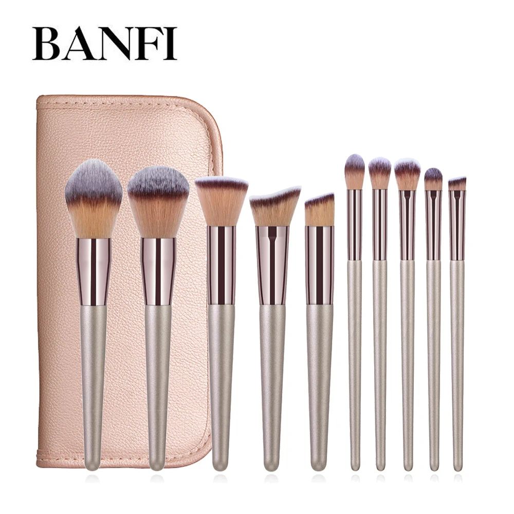 10PCs Makeup Brushes Set Cosmetic Brushes Set Make up Tool kit Foundation Natural-synthetic Hair Eye Shadow Blending Maquiagem