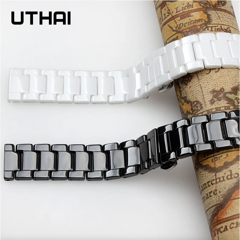 UTHAI C01 Ceramic Watch Strap 20mm for galaxy watch 44mm  watchbands For samsung gear s2 S3 14-22mm
