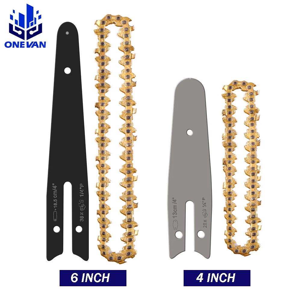 4 /6 Inch Chain Guide Electric Chainsaw Gold Chains and Guide Used For Logging And Pruning Garden Tool Replacement Chain