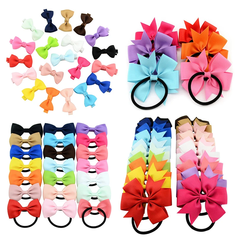 10pcs/Lot Kids Hair Accessories Bowknot Elastic Hair Bands Colorful Scrunchies Fashion Headbands Girls Ponytail Holder