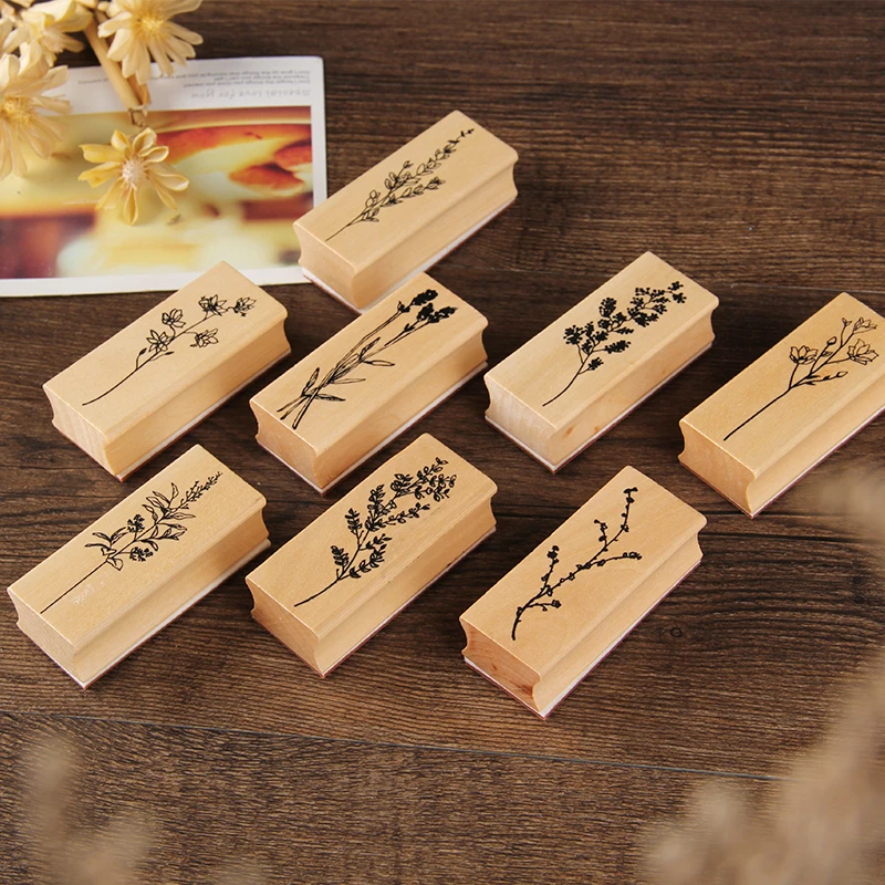 Vintage flower grass collection series stamp DIY craft wooden rubber stamps for scrapbooking stationery scrapbooking seal