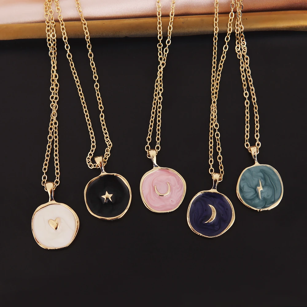 Moon Star Lightning Pendant Necklace for Women Engagement Party Jewelry Chains Necklace Korean Fashion Choker Gifts