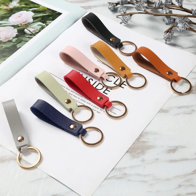 8 Colors Fashion PU Leather Keychain Business Gift Leather Key Chain Car Auto Key Strap Waist Wallet KeyChains Keyrings Keyholde