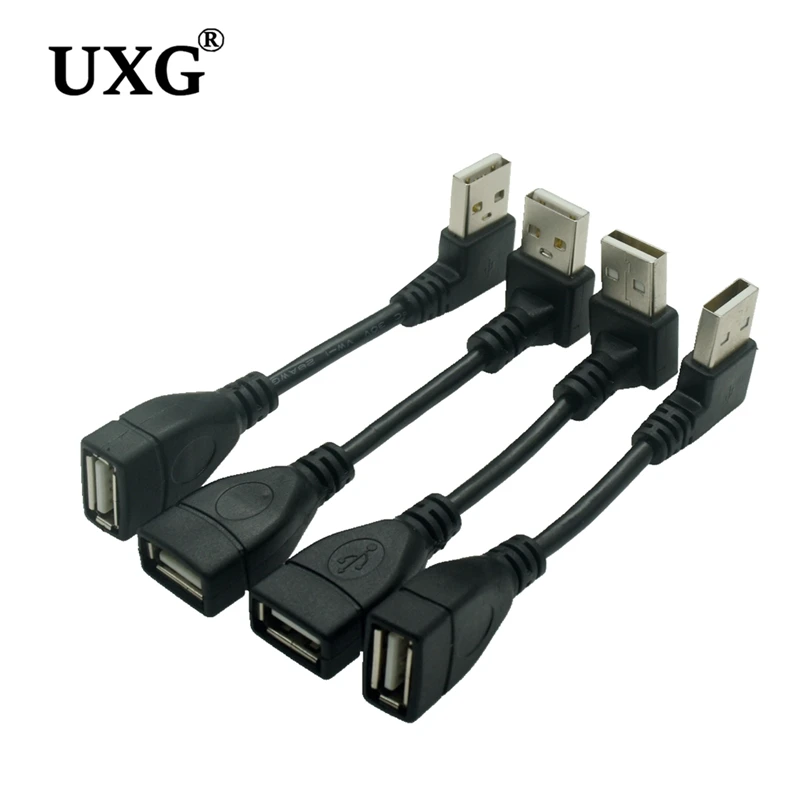 10cm 20cm USB 2.0 A Male to Female 90 Angled Extension Adaptor cable USB2.0 male to female right/left/down/up Black cable cord