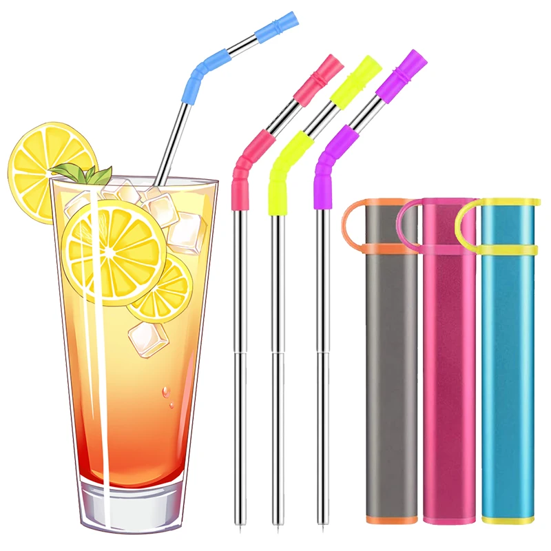 Foldable 304 Stainless Straws Set Environmentally Friendly Portable Drinking Straws Suitable for Parties, Travel and Daily Use