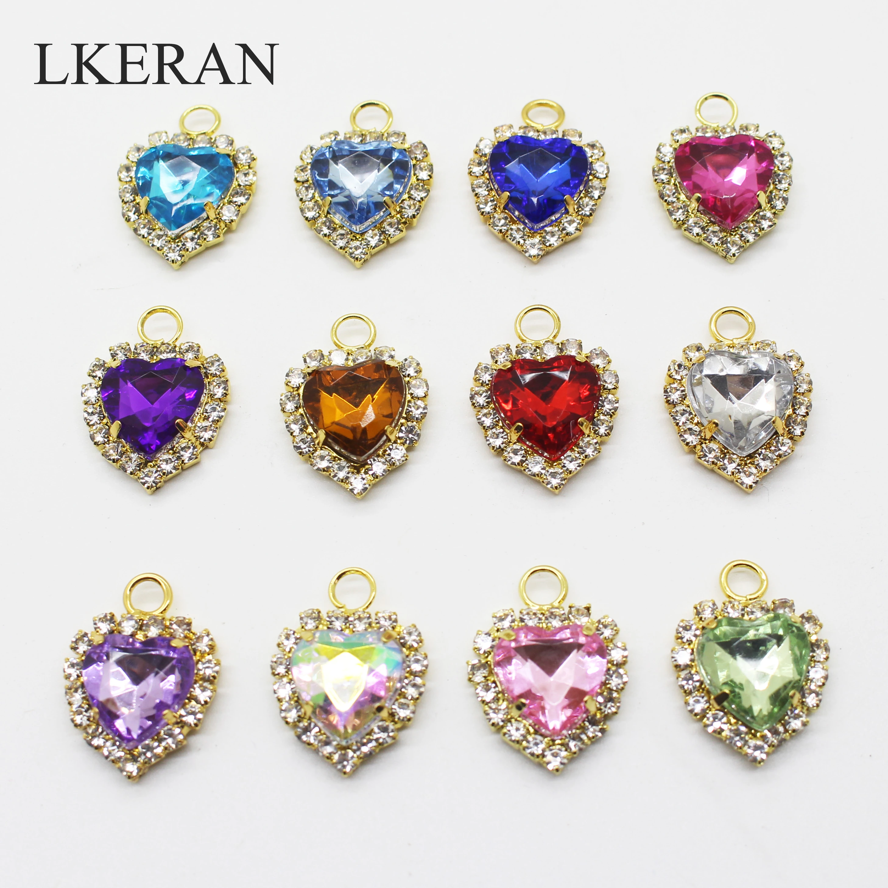 Factory Outlet New 10PCS/lot 18mm  Acrylic Heart-shaped Add circle Rhinestone Button Gold Flatback for Can Mix Colors