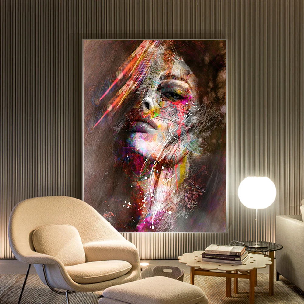 Colorful Woman Portrait Graffiti Art Posters Print Abstract Nordic Girl Canvas Paintings On The Wall Art Pictures For Home Decor