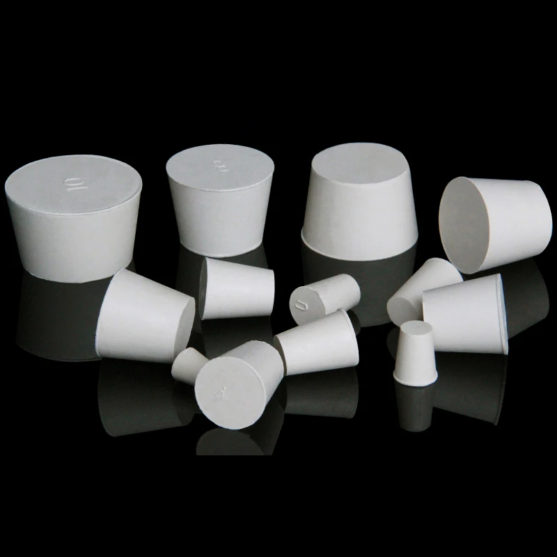 000#-14# White Solid Rubber Stopper Push-In Sealing Plug Laboratory Rubber Plug Pipe Tank Bottle Tapered Hole BungVarious Sizes