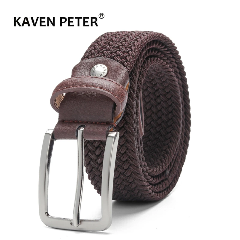 Elastic Belt For Men And For Women Waist Belt Canvas Stretch Braided Woven Leather Belt 1-3/8