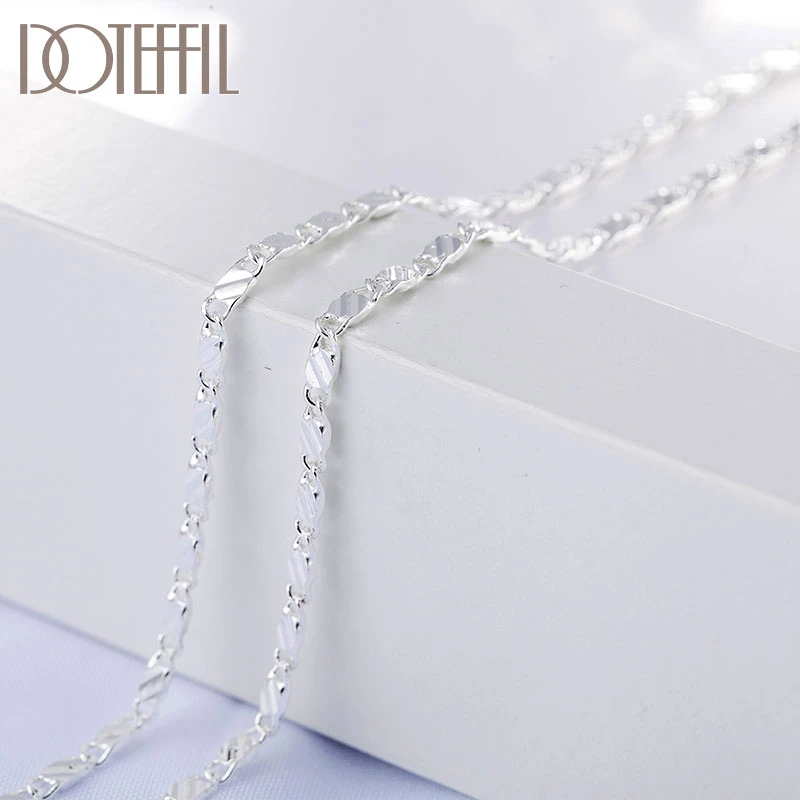 DOTEFFIL 925 Sterling Silver 16/18/20/22/24/26/28/30 Inch 2mm Charm Chain Necklace For Women Man Fashion Wedding Party Jewelry