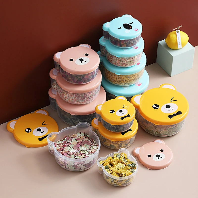 4pcs Children Plastic Cartoon Cute Bento Box Japanese Outdoor Food Storage Container Kids Student Microwave Lunch Box Utensils