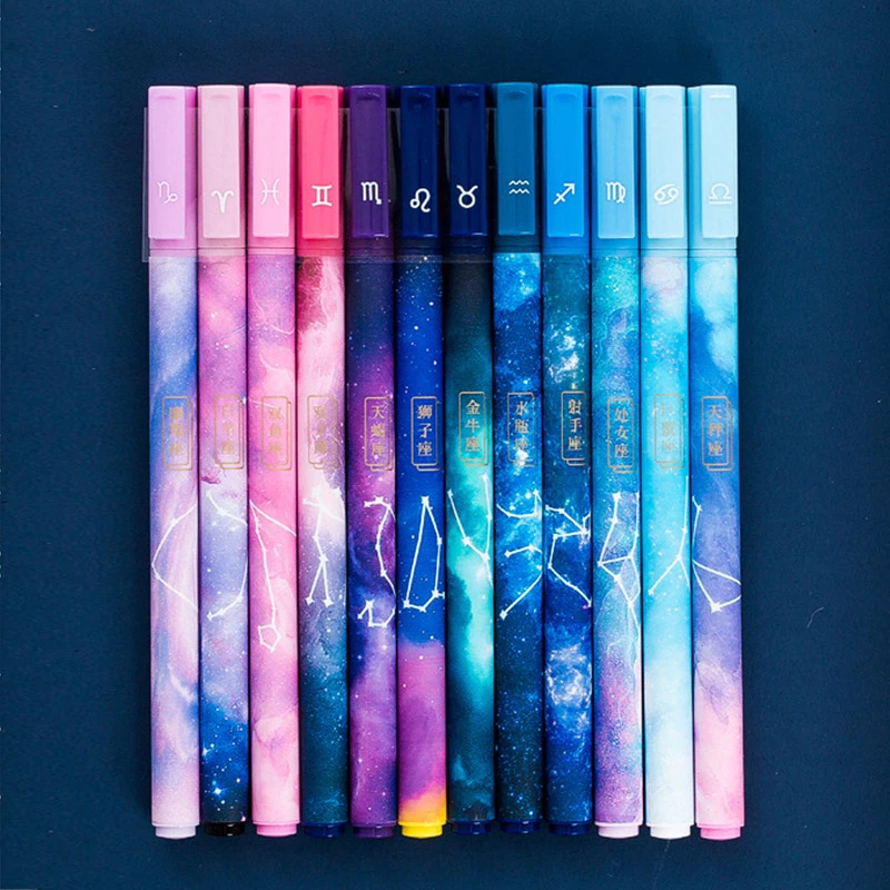 3pcs/lot Kawaii Constellation Pen 0.5mm Starry Black Ink Gel Pen Novelty Student Stationery Gift Office School Writing Supplies