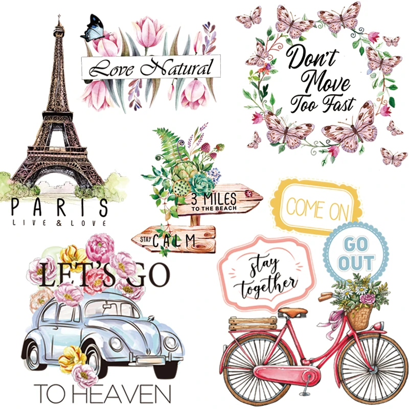 Colorful Flower Butterfly Patches Sticker On Clothes DIY Washable Iron On Transfers For Clothing Fashion Decoration Appliqued