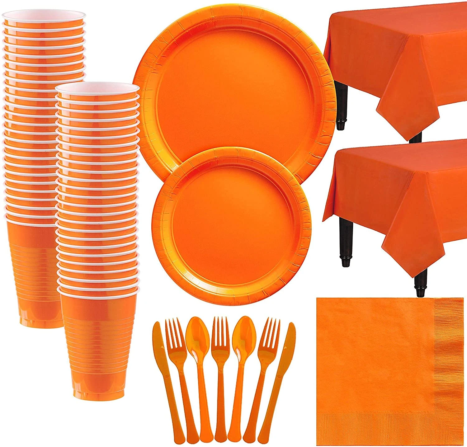 Orange Party Set Disposable Plastic Plate,Cup and Napkin tableware Birthday Party Decoration Baby Shower Christmas wedding party
