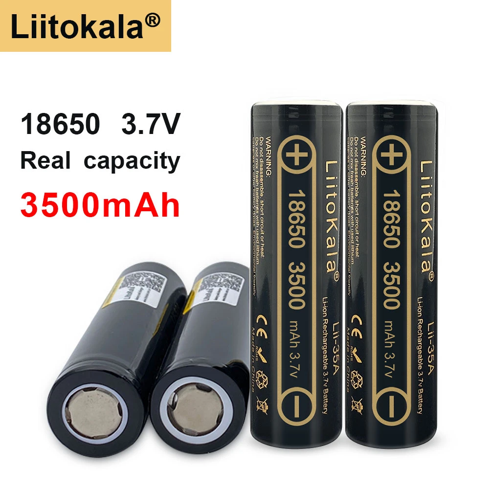 100% Original high quality  Liitokala Lii-35A 3.7v 18650 battery 3500mah  rechargeable batteries 18650 battery  for flashlight