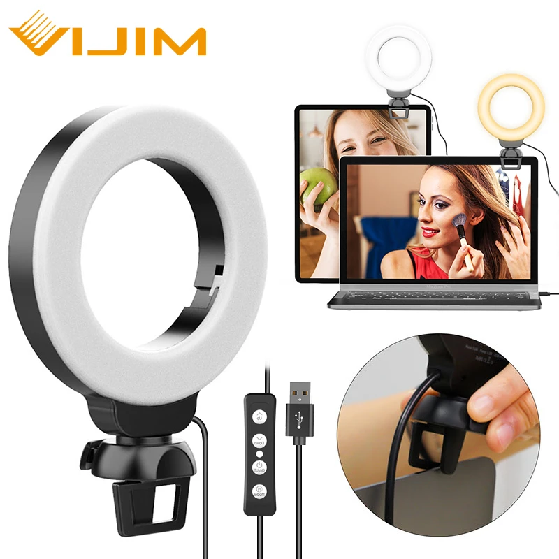 Ulanzi VIJIM CL06 Video Conference Light 4'' 10cm Selfie Ring Light For iPad Laptop PC Webcam Light With Clip for Youtube Live