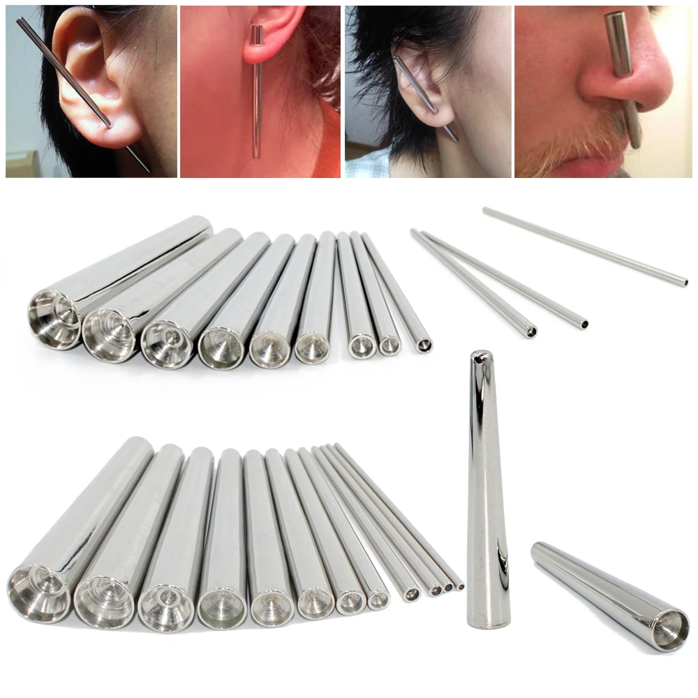 1PC 316L Surgical Steel Concave Taper Expander Stretching Kit Concave Ear Taper Set Professional Insertion Pins Piercing Jewelry
