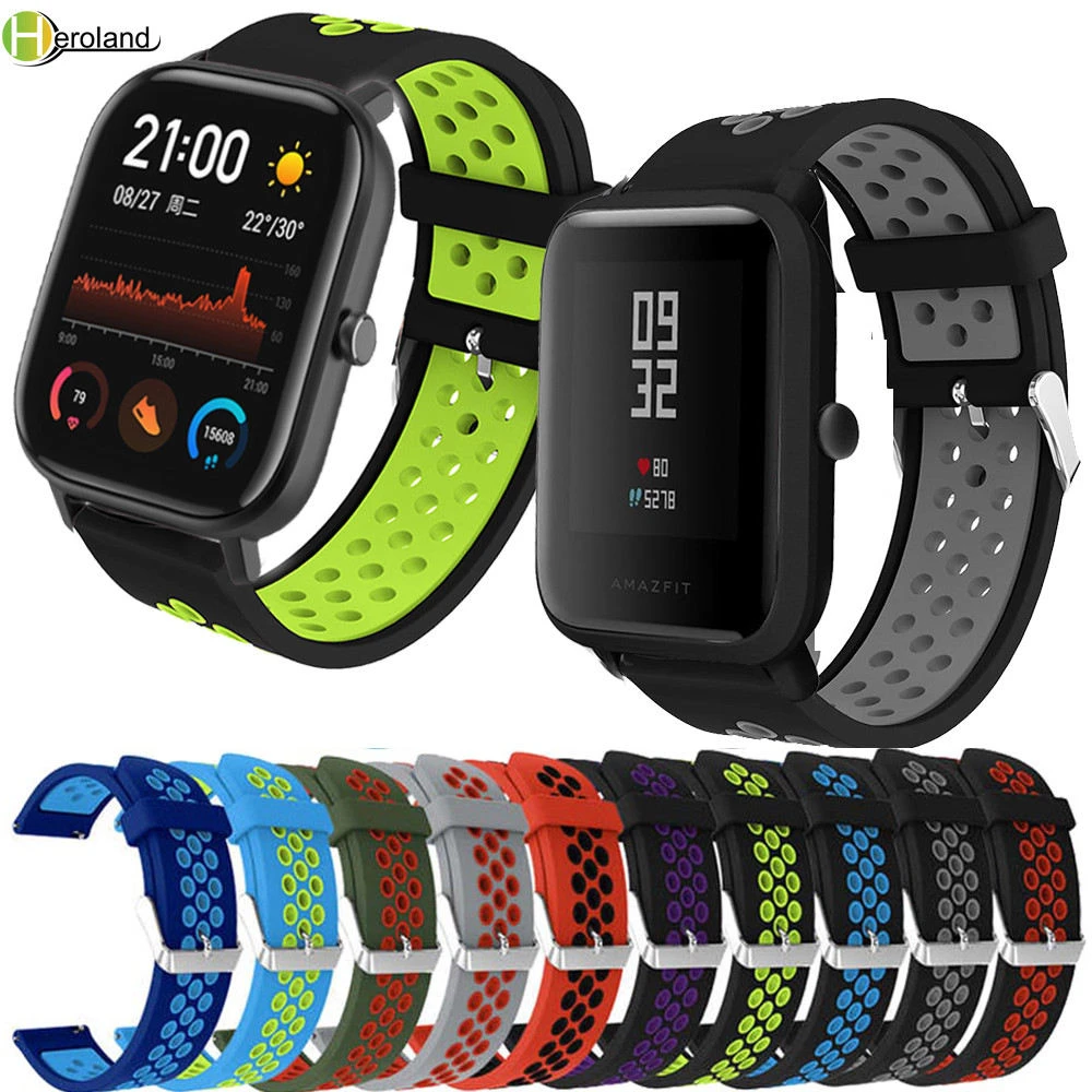 silicone WatchBands for xiaomi Huami Amazfit BIP youth / BIP lite / GTS replacement Sports Watch strap bracelet band 20MM 22mm