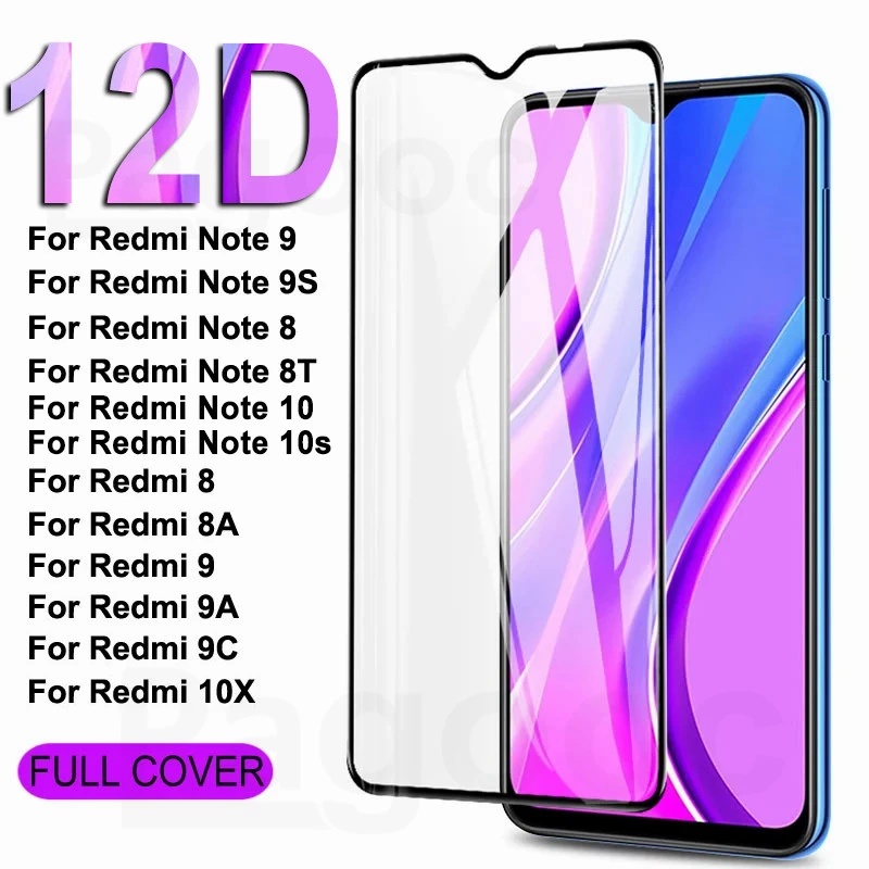 12D 9H Protection Glass On The Redmi 8 8A 9 9A 9C 10X Screen Protector For Xiaomi Redmi Note 8 9 10 Pro Max 8T 9S 10S Glass Film