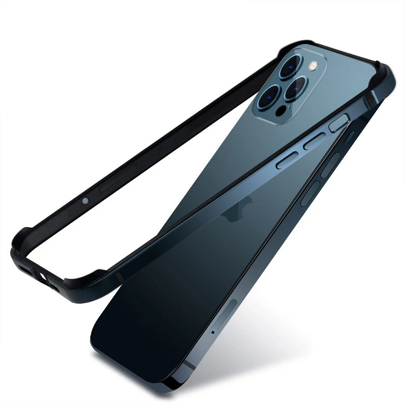 Bumper Case For iPhone 13 12 Mini 11 Pro Max 12Pro 11Pro XR XS Luxury Aluminum Metal Silicone Phone Frame Blue Black Accessories