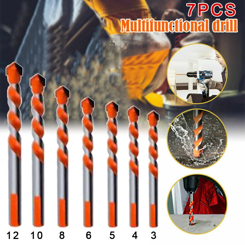 3/4/5/6/8/10/12cm Drill Bit Multi-functional Triangle Drill For Glass Ceramic Tile Concrete Brick Metal Marble Wood Hole Opener