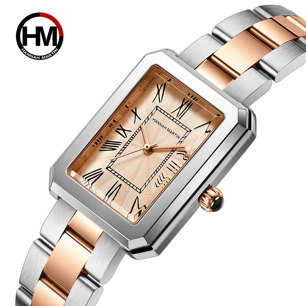 2021 New Arrival Japan 2035 Quartz MOV'T Simple Square Dial Classic Women Watches Elegent Stainless Steel Rose Gold Wrist Watch