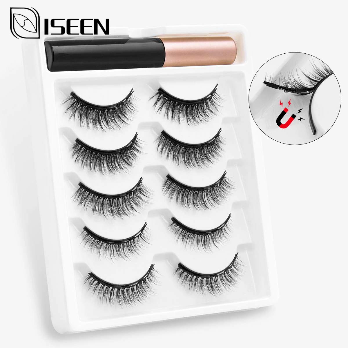 2/5 Pairs 3D Magnetic Eyelashes Natural Curler False Lashes Magnetic Eyeliner Set Mink Fake Lashes Makeup Extension maquiagem
