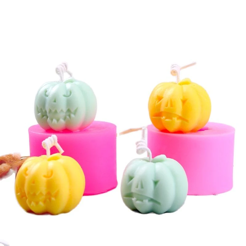 Halloween Pumpkin Shape Candle Silicone Mold DIY Aroma Plaster Crafts Mould For Party Decoration Small Candle Resin Soap Molds