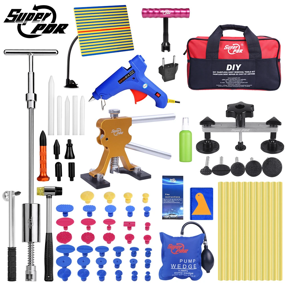 Super PDR Tools Kit For Car Paintless Dent Repair Tool Hail Dent Removal Kit auto dent pullers suction cup dent pulling bridge