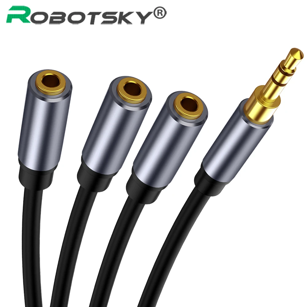 Audio Splitter Audio Cable 3.5mm 3 Female to Male Jack 3.5mm Splitter Adapter Aux Cable for iPhone Samsung MP3 Player Headphone