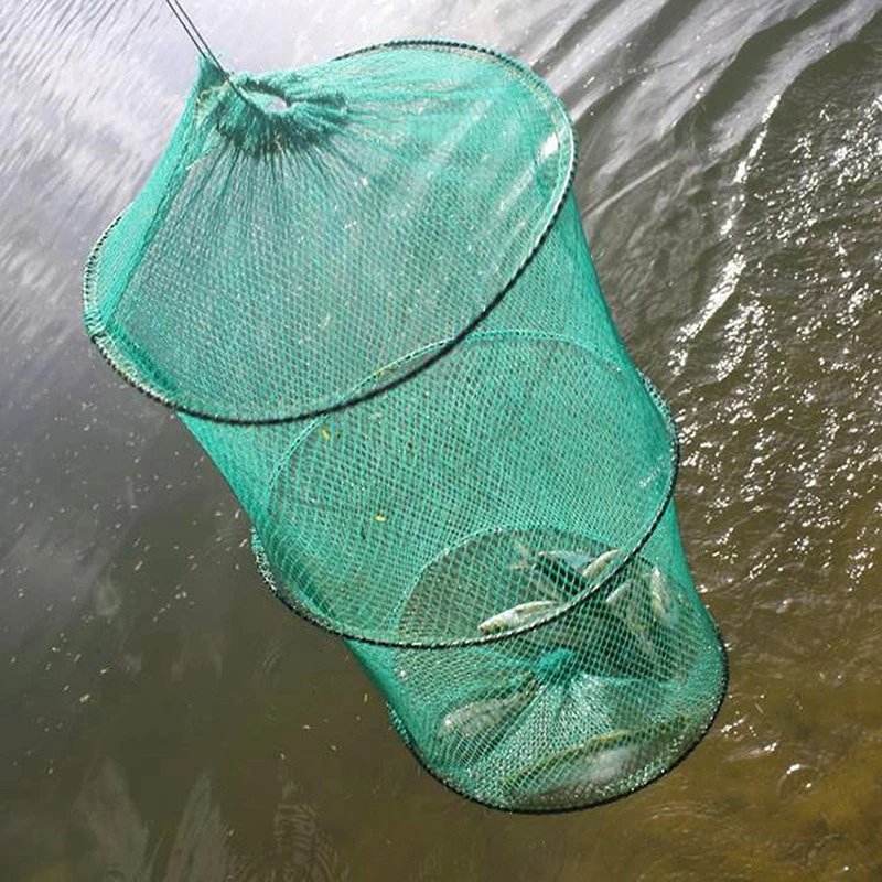 Folding Round Nylon Mesh Metal Frame Crab Fishing Net Fish Crawdad Shrimp Minnow Bait Trap Cast Landing Fishing Tackle Accessory