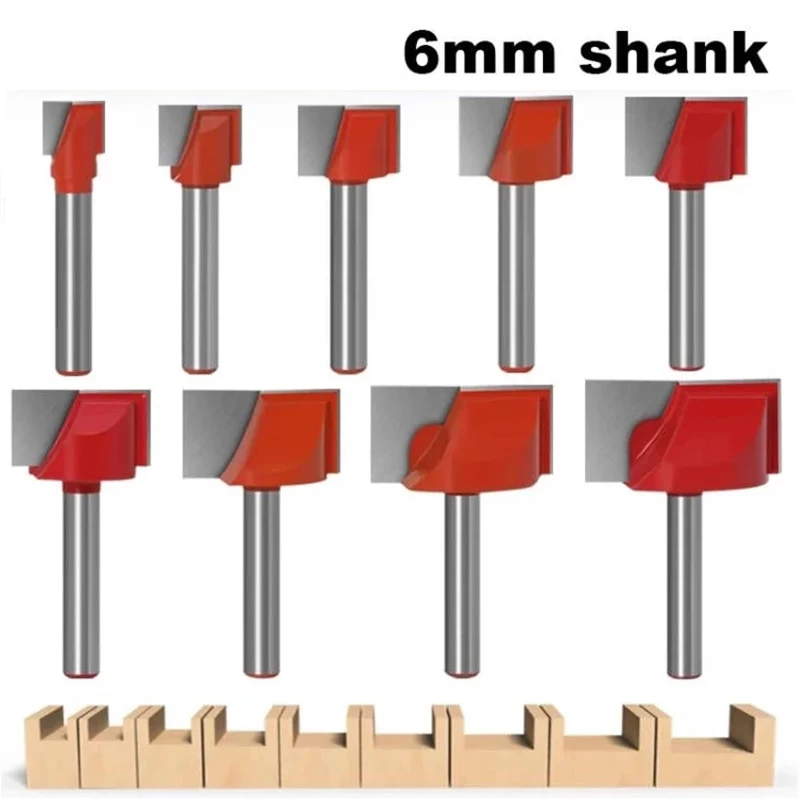 6mm Shank Surface Planing Bottom Cleaning Wood Milling CNC Cutter Engraving Knife Router Bit Woodworking Tool 10-32mm