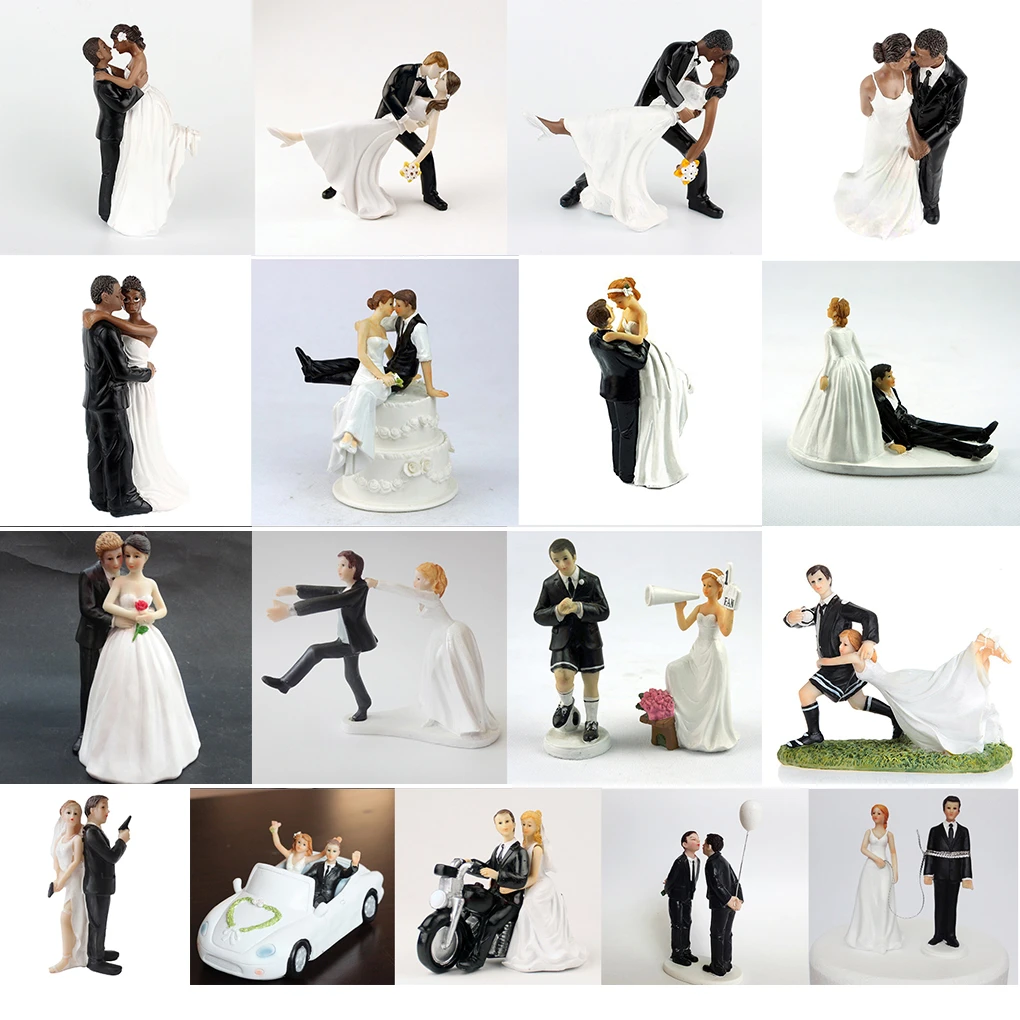 2021 Cake Toppers Dolls Bride and Groom Figurines Funny Wedding Cake Toppers Stand Topper Decoration Supplies Marry Figurine