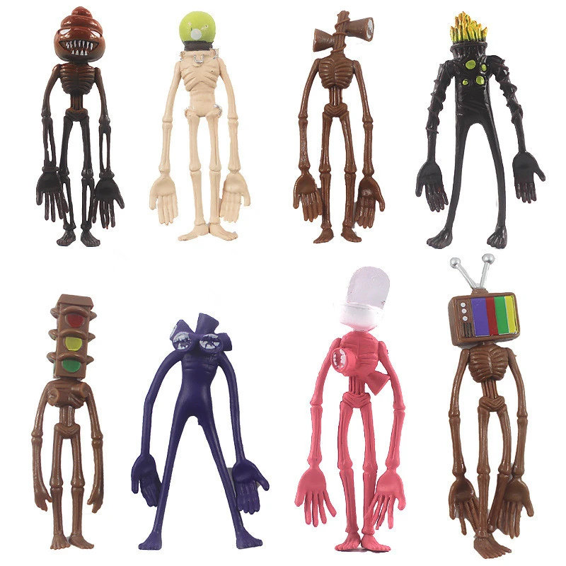 8pcs/set Anime Siren Head Action Figure Toy Sirenhead Foundation Scp 6789 Horror Model Doll 10cm For Children Gift