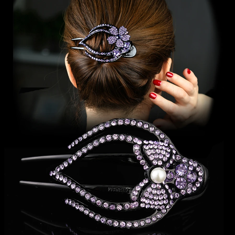 Haimeikang 2021New Claw Clip for Women Plastic Rhinestone Hair Claw Fashion Hair Clamps Claw Clip Crab for Hair Accessories