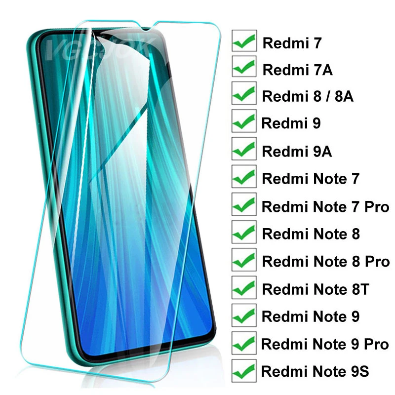 15D Protection Glass For Xiaomi Redmi 8 8A 7 7A 9 9A 9C Tempered Screen Protector On Redmi Note 8T 9S 7 8 9 Pro Glass Film Case