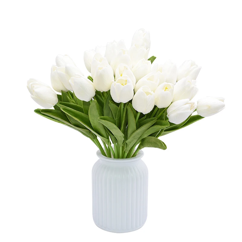 5/10pcs White Tulip Flowers Artificial Flower Bouquet Real Touch PU Calla Flowers for Home Wedding Fake Flowers Party Decoration