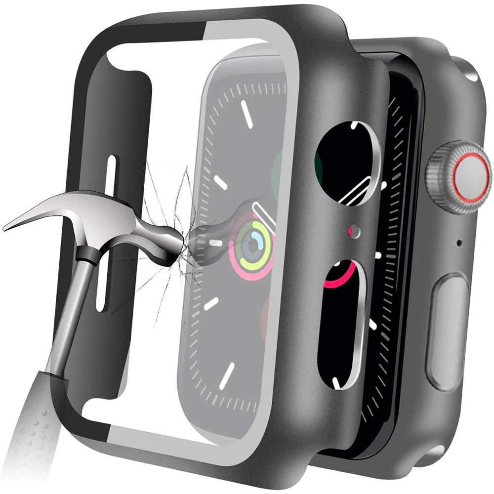 Tempered Glass Screen Protector Case Cover For Apple i Watch Series 7 6 5 4 3 2 SE 38mm 40mm 42mm 44mm Protective Fim Protection