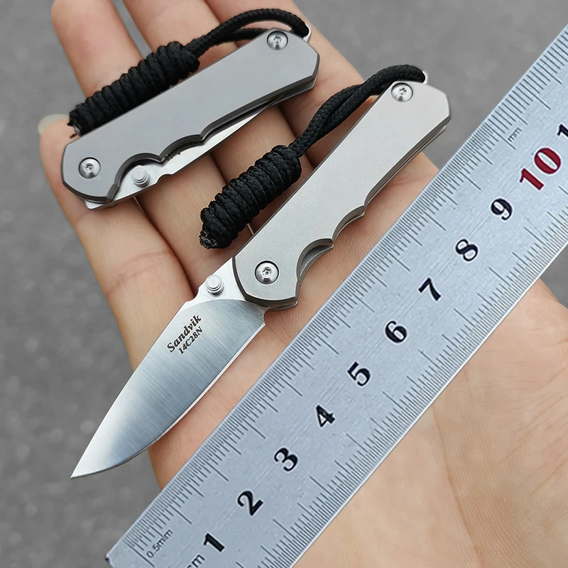 Titanium folding knife 12C28N steel high hardness tactical outdoor survival camping EDC tool knife