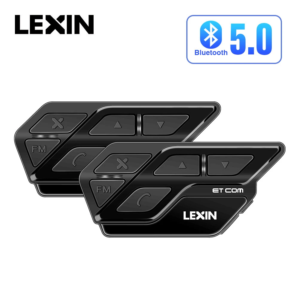 Lexin Motorcycle Bluetooth Helmet Headsets Intercom for 2 Riders BT Wireless 1200m Intercomunicador Motorbike Interphone Music